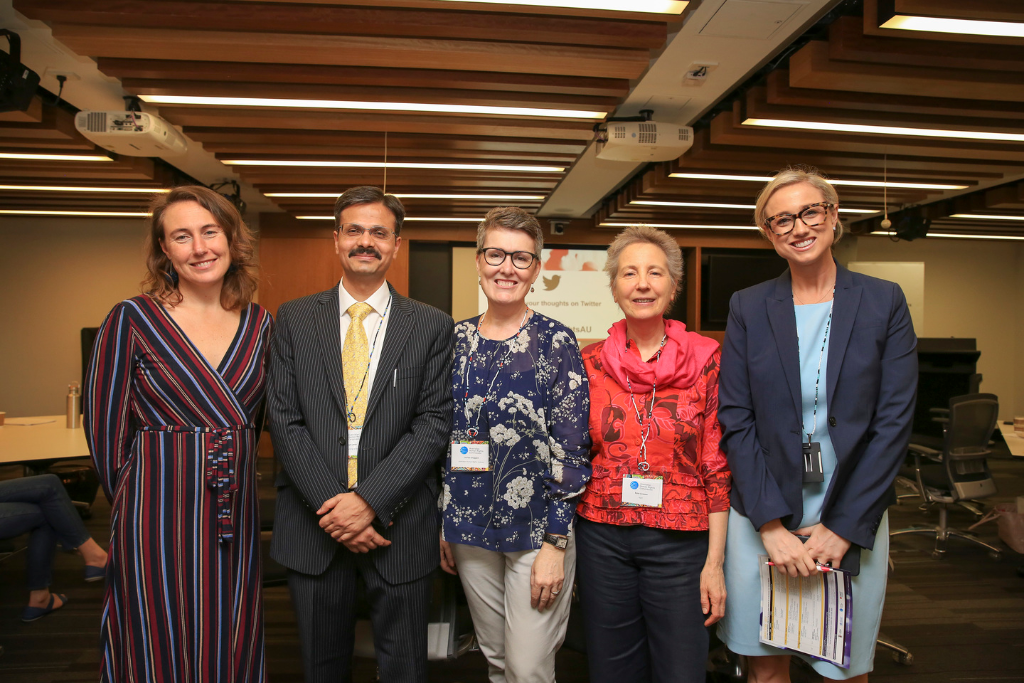 (Dr Shelley Marshall (RMIT), Prof Surya Deva (UN Working Group), Prof Louise Chappell (UNSW Sydney), Dr Kate Grosser (RMIT) and Sarah McGrath (Australian Human Rights Commission). Photo: Roni Bintang)